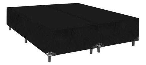 Cama Box Casal Bipartido - Suede Preto