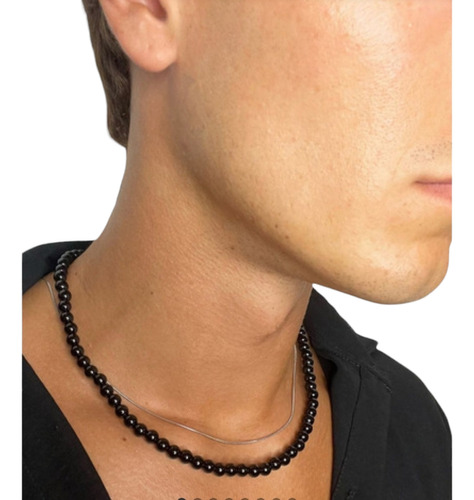 Collar Perlas Negras Hombre - Mujer Black