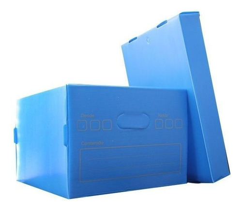Caja De Archivo De Documentos Plastica Lisa Azul 