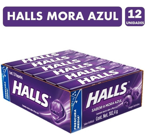 Caramelo Halls Mora Azul (blueberry) - Caja Con 12 Unidades.