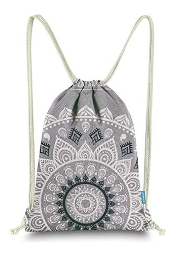 Mochila De Cordón Estilo Mandala De Lienzo Para Deporte