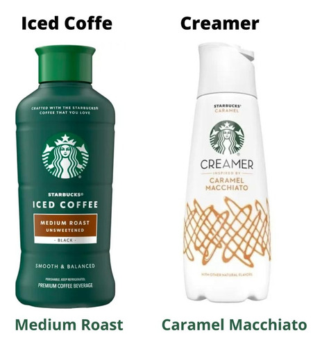 Paquete De 2 Starbucks Iced Medium Roast & Creamer Caramel