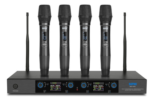 Sgpro Sistema De Microfono Inalambrico De 4 Manos Con 65 Can
