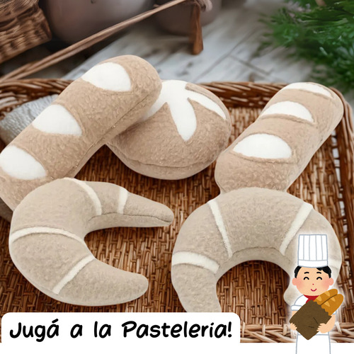 Pan Y Medialunas De Tela / Set Panadería Cocinita Mercado