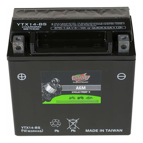 Interstate Batterie Cytx14-bs Bateria Powersports 12 5