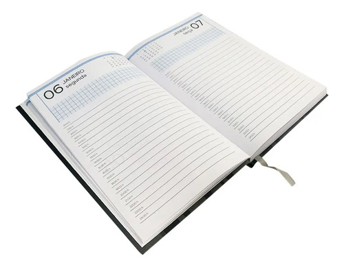Agenda Executiva Diária Compacta Costurada Capa Dura Anual Capa Bege