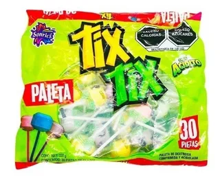 4 Bolsas C 30 Paletas Tix-tix Aciduladas Frutales Sonrics