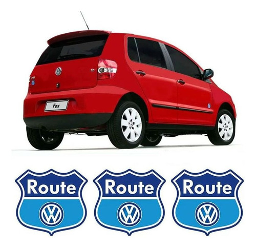 Kit Com 3 Emblemas Route Fox Space Fox Adesivo Volkswagen