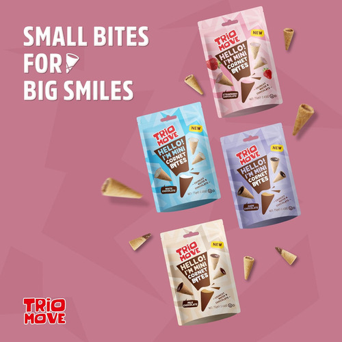 Trio Move Mini Cornet Bites Delicioso Cono De Oblea Crujie