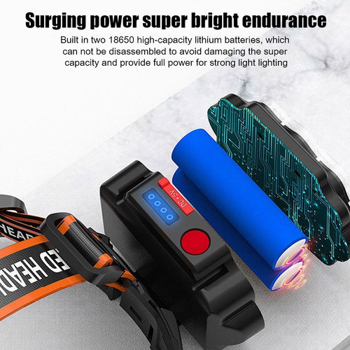 Lampara Cabeza Recargable 13000lúmenes Linterna Frontal Led