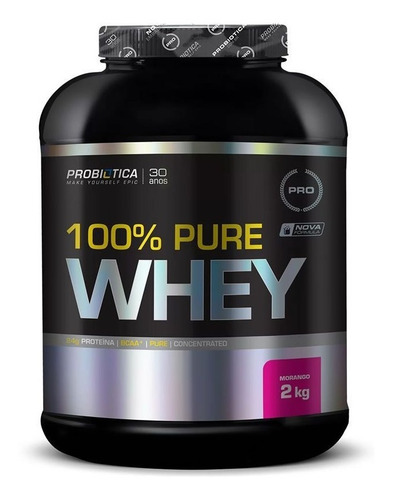100% Pure Whey Protein 2kg - Probiótica - C/ Nf