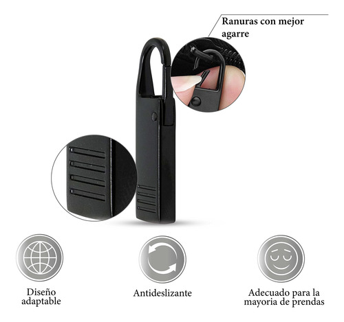 5 Pack Reemplazo De Tirador De Cremallera Para Chaquetas,