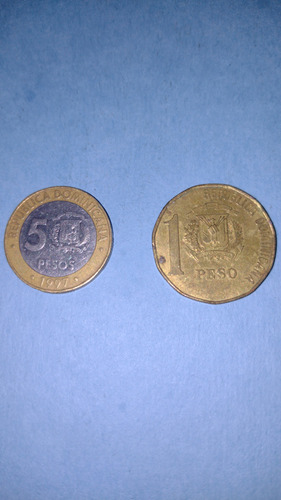 Dominicana Lote Monedas 5 Y 1 Peso Años 1997 Y93 Usadas