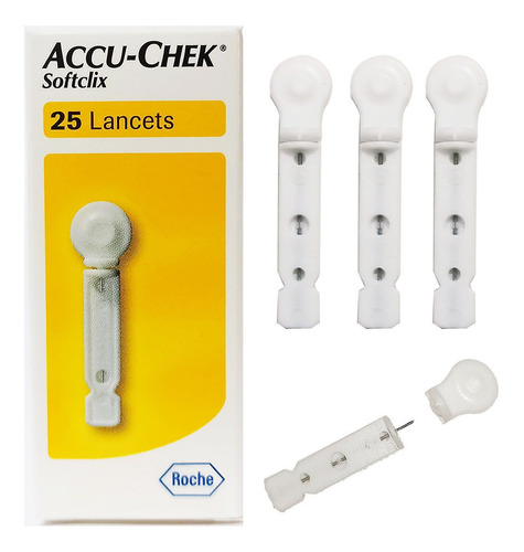 Kit 50 Tiras + 25 Lancetas P/ Glicosimetro Active Accu-chek