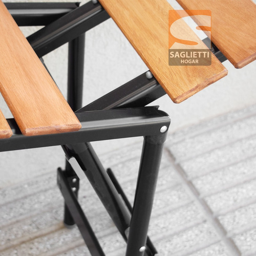 Imagen 7 de 9 de Banco Banquito Plegable Aluminio Madera Base Negra Liviano