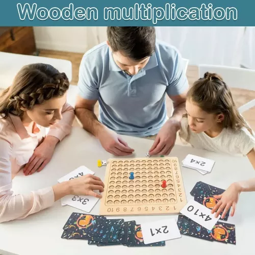 Jogo de Tabuleiro de Madeira para Multiplicação Montessori Brinquedos Educativos  Matemática