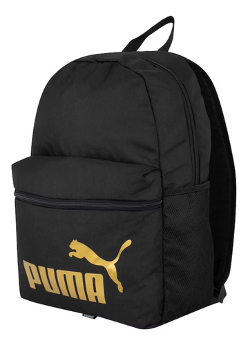 Mochila Feminina E Masculina Phase Backpack 22 Litros Preto e Dourado Puma