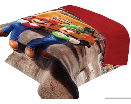 Cobertor Con Borrega Matrimonial Mario Bros Y Luigi