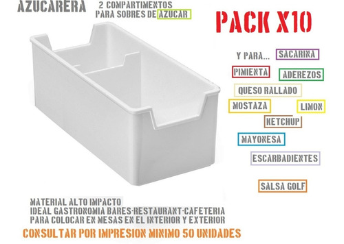 Porta Sobres De Azucar Aderezos Plastica Pack X10 V.crespo