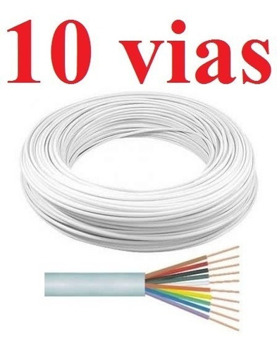 Cabo Alarme 10 Vias 0,4mm Branco 100m Multicores Br Multitoc