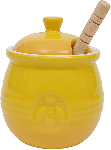 Creative Tarro Para Miel Con Tapa Cuchara De Madera Amarillo