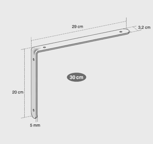 Mensula Escuadra Soporte Para Estante - Super Planchuela Hierro 30cm