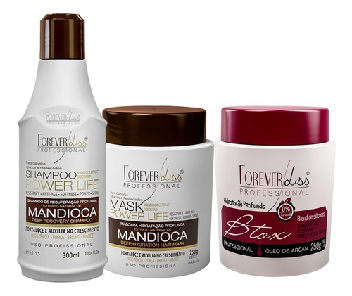 Forever Liss Kit Mandioca Power Life + Botox Capilar Argan