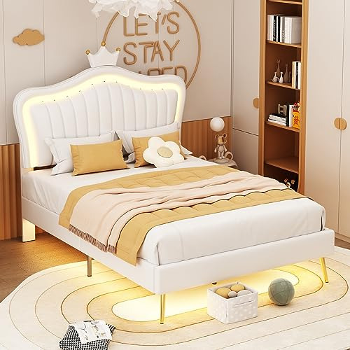 Cama Moderna Con Luces Led Y Capitoneado