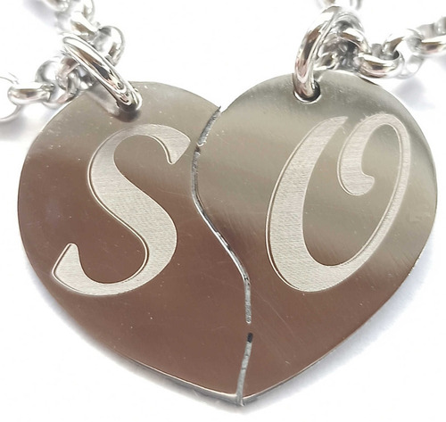 Imagen 6 de 10 de Media Medalla Corazón Acero 30x23mm + 2 Cadenas Espejito