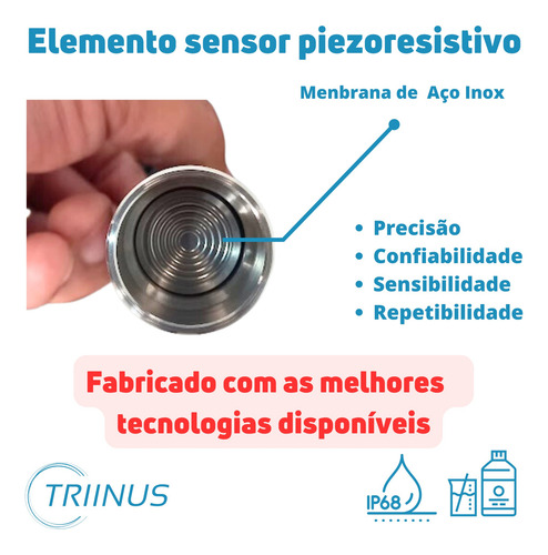 Transmissor Pressão Flush Aflorante 0/0,5bar 4/20ma 3/4npt