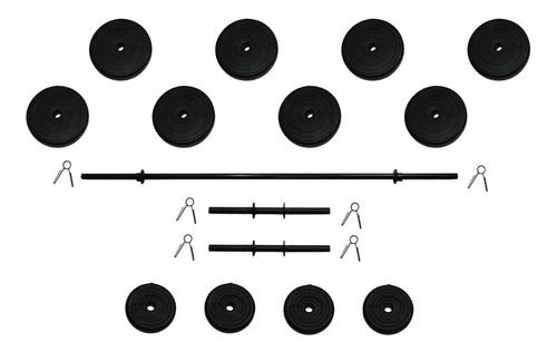 Set Completo 95lb Barra -  Discos Y Seguros Incluidos