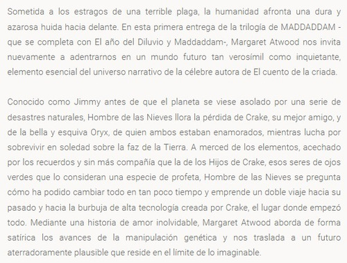 Oryx Y Crake - Margaret Atwood / Ediciones B + Sorpresa (Usado)