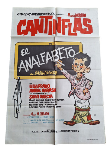 Poster Afiche Cine Original El Analfabeto Cantinflas *