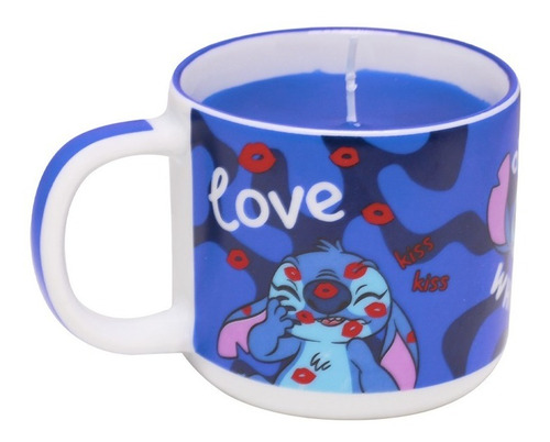 Caneca Vela Decoração Porcelana 300ml Stitch Original Disney