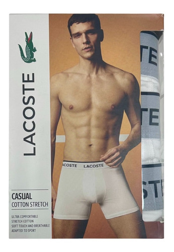 Brief Lacoste Blancos 3pk Algodón Caballero Suave - Original