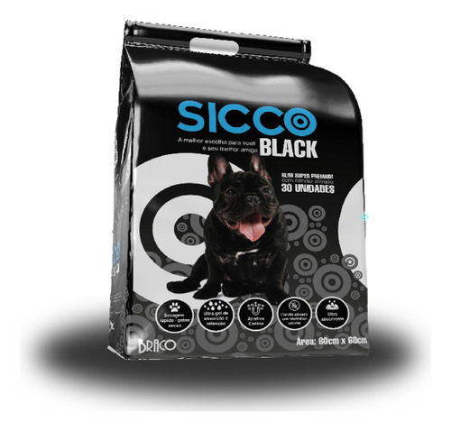 Tapete Higiênico Sicco Black Super Premium Carvão ativ. 30un