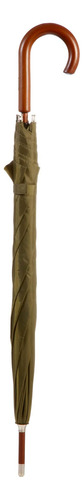 Totes Eco Auto Open Mango De Madera J Stick Paraguas, Verde