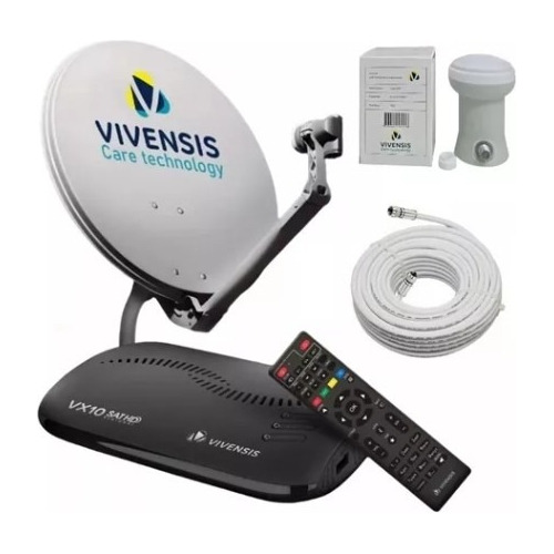 Receptor Vx10 Vivensis+antena60cm+lnbf+cabo - Kit Completo