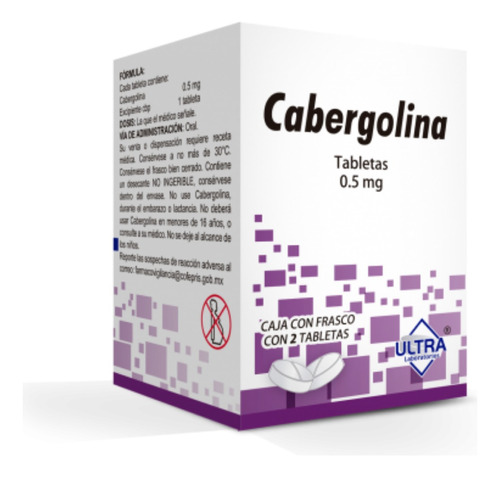 Cabergolina 0.5 Mg Caja Con 2 Tabletas Ultra Laboratorios
