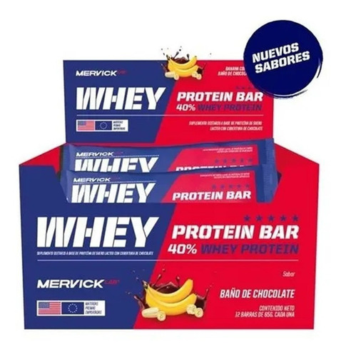 Mervick Protein Bar X12 65g C/u Sabor Banana Con Chocolate