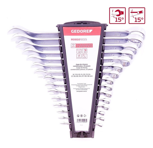 Imagem 2 de 7 de Jogo Chave Combinada Gedore Red 6 A 32mm 15 Peças R09105015