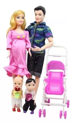 6 Mãe Reborn + Bebê + Carrinho boneca tipo Barbie grávida brinquedo  infantil