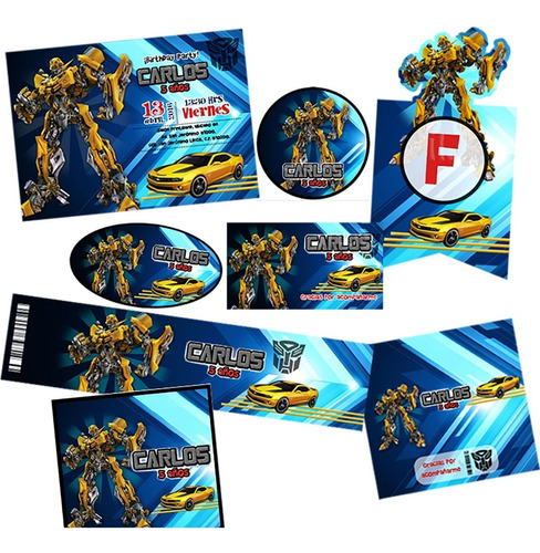 2x1 Kit Imprimible Transformers, Bumblebee 2, Fiesta Niño