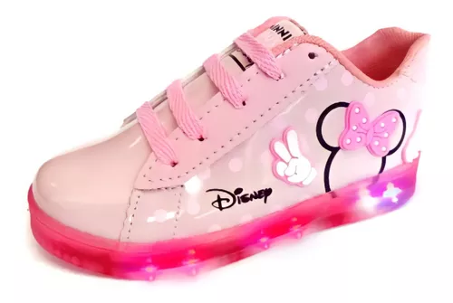 Disney Zapatillas deportivas con luz LED de Minnie Mouse para niñas,  blanco, rosa, 30 EU : : Moda