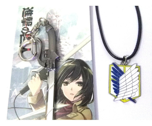 Pack Shingeki No Kyojin Titanes Espada 15cm Llavero + Collar