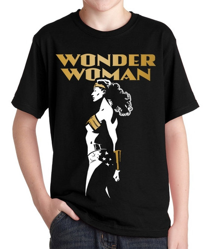 Remeras Mujer Maravilla Niño Personaje 2 Silueta Wonder Woma