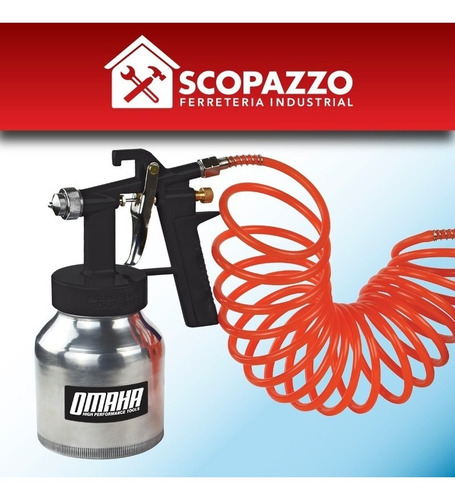 Equipo De Pintar Compresor Omaha Pistola Hvlp + 2 Boquillas