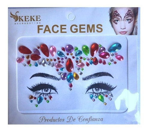 Face Sticker Gemas Rostro Cara Cristales Diamante Multicolor