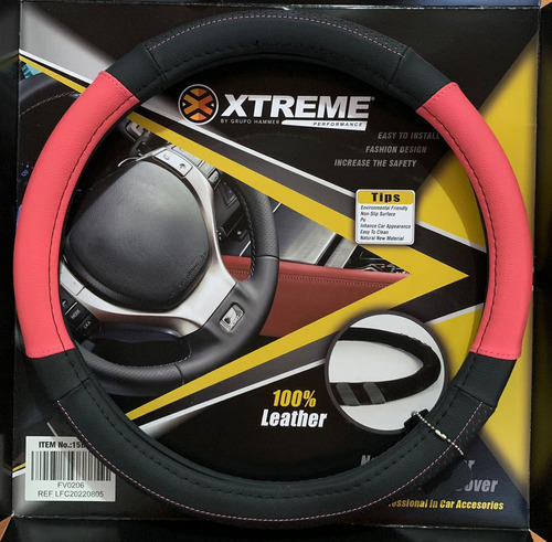 Forro Volante Xtreme Negro Y Rosado 100% Puro Cuero Leather 