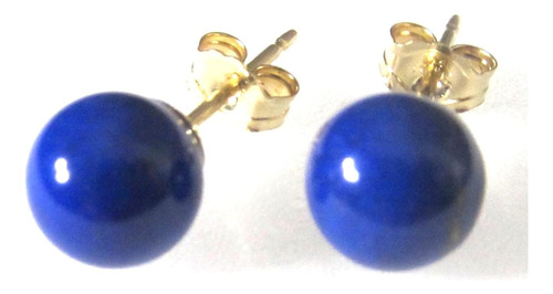 Pendientes Pequeños De 7 Mm De Lapislázuli Azul Marin...